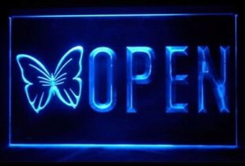 OPEN Butterfly Massage LED Neon Sign